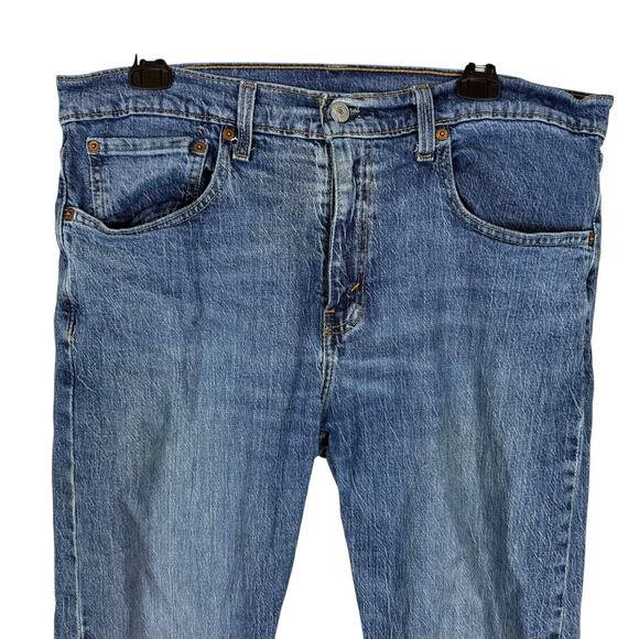 Levi's 502 Jeans Men 34x32 Blue Denim Stretch Pockets Mid-Rise Taper Fit Zip Fly - Picture 3 of 14